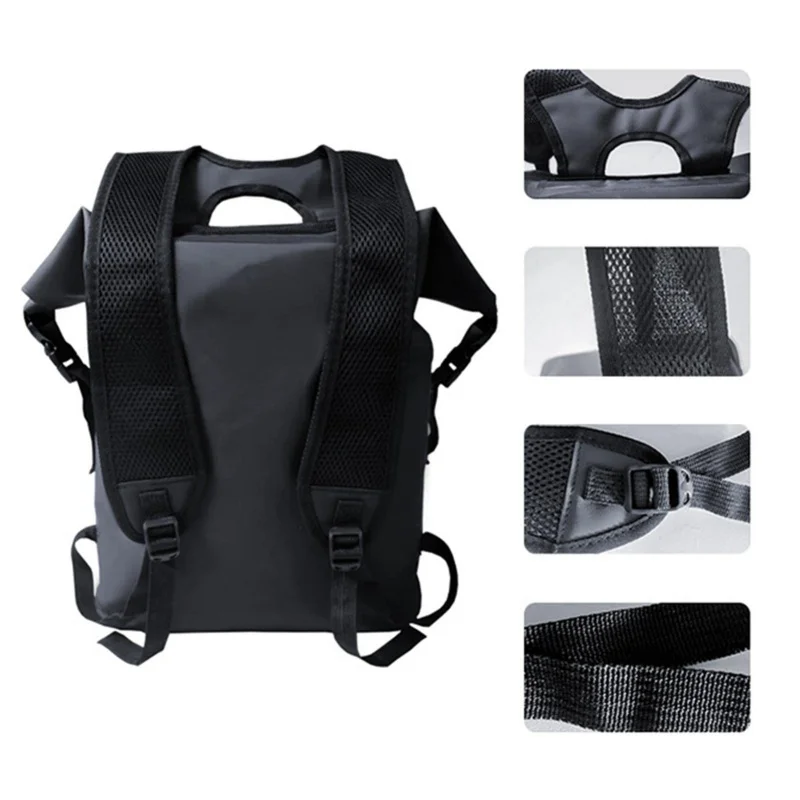 PVC Waterproof Backpack Dry Bag 25L Adjustable Shoulder Strap Roll Top Bag for Rafting Surfing Swimming Fishing Camping Beach