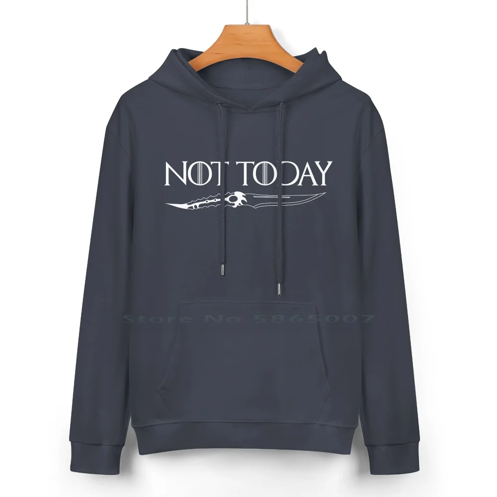 Not Today Pure Cotton Hoodie Sweater 24 Colors Not Today Thrones Game Arya Fantasy Tv 100% Cotton Hooded Sweatshirt For Women