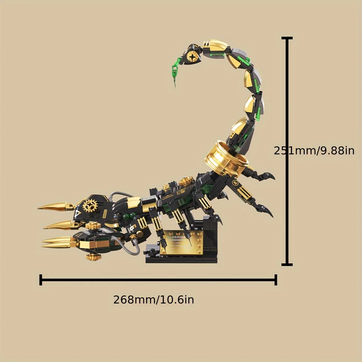 Tech Series Scorpion Building Block Set, Mechanical Element Animal Model, Black, Cool Appearance/Realistic Detail Design, High-Quality Durable Abs Material, Comes with a Base Stand, Suitable for Gifting to Family and Boyfriend, Birthday Gift, Christmas Gift, Halloween Gift, New Year Gift