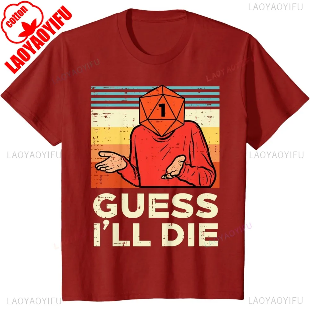 الزنزانات والتنينات آر بي جي ألعاب 1 تخمين Ill يموت ريترو DM تي شيرت عادية موضة Harajuku قصيرة الأكمام تنفس فضفاض رجل التي شيرت