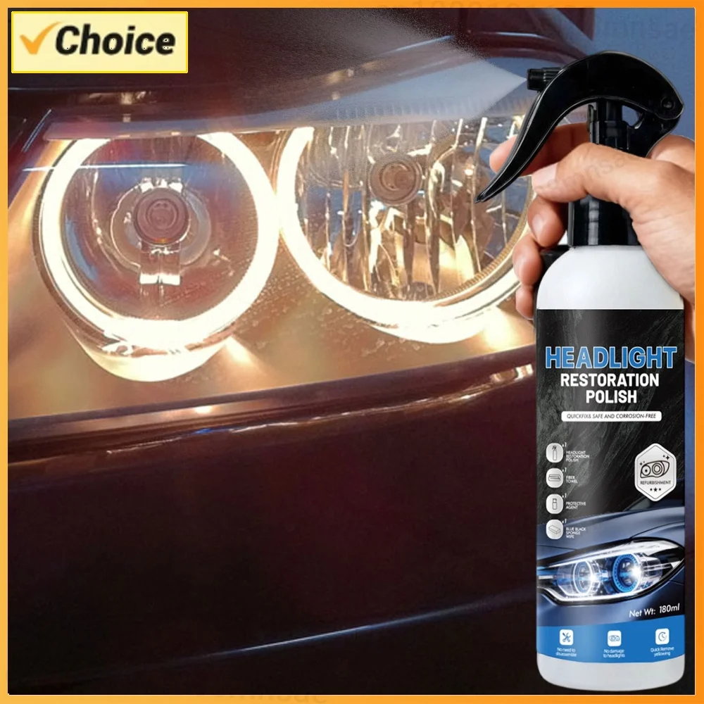 Fast & Easy Car Headlights Cleaners Multi Purpose Cars Light Refurbisher 180ml+10ml for Improving Night Driving Visibility