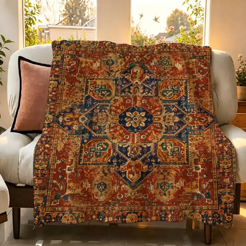 Elegant Turkish Red Style Throw Flannel Throw Blanket Suitable warm for Sofa、Living Room、Bedroom soft