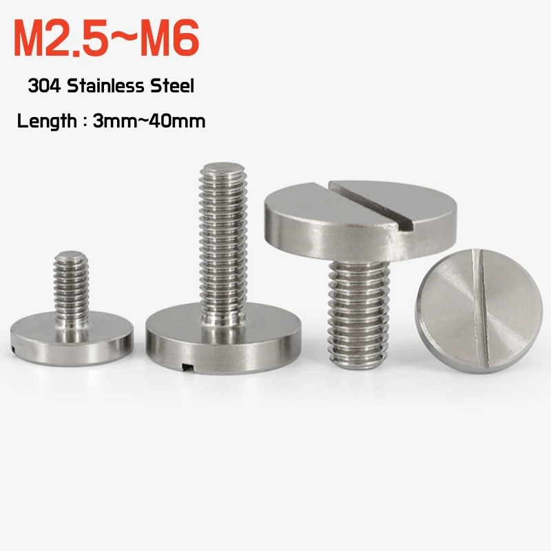 2~10pcs M2.5M3M4M5M6 304 A2 Stainless Steel Slotted Extra Large Flat Head Bolt Cylindrical Head Advertising Board Mirror Screws