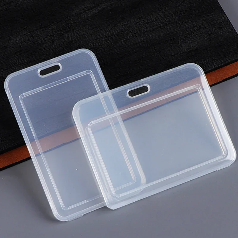 Transparent Working Permit Case ID Tag Clear IC ID Credit Card Protector Case Sleeve Badge Holder Pass Work Card Cover Lanyard