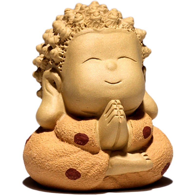 【 Changtao 】 Original Mine Handmade Small Monk Tea Pet Section, Clay Style Decoration, Happy Wish Buddha Play