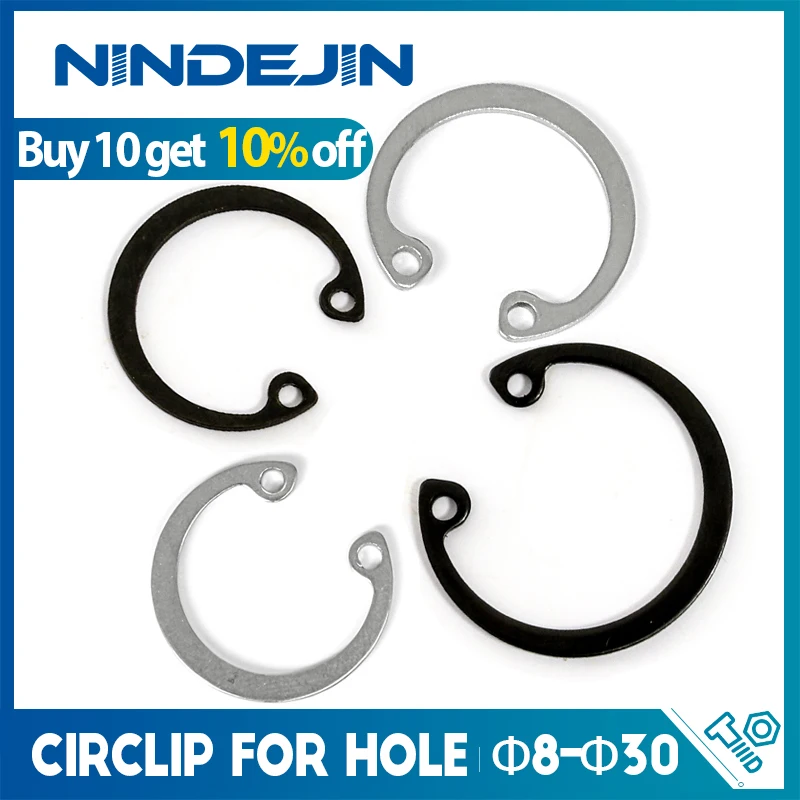 NINDEJIN 5-50pcs C type internal circlip retaining rings for hole stainless steel carbon steel circlip snap rings DIN472