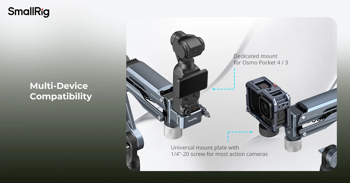 SmallRig Handgehaltener Stoßdämpfer für DJI Osmo Pocket 3/4, für GoPro HERO13, für Insta360 X5/4/3 Hydraulisches Dämpfungssystem – Detail 7
