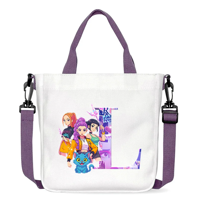 Kpop Demon Hunters Shoulder Bag Cartoon A-Z Letter Handbag Large Capacity Crossbody Bag Fashion Portable Canvas Storage Bag Gift - Image 3
