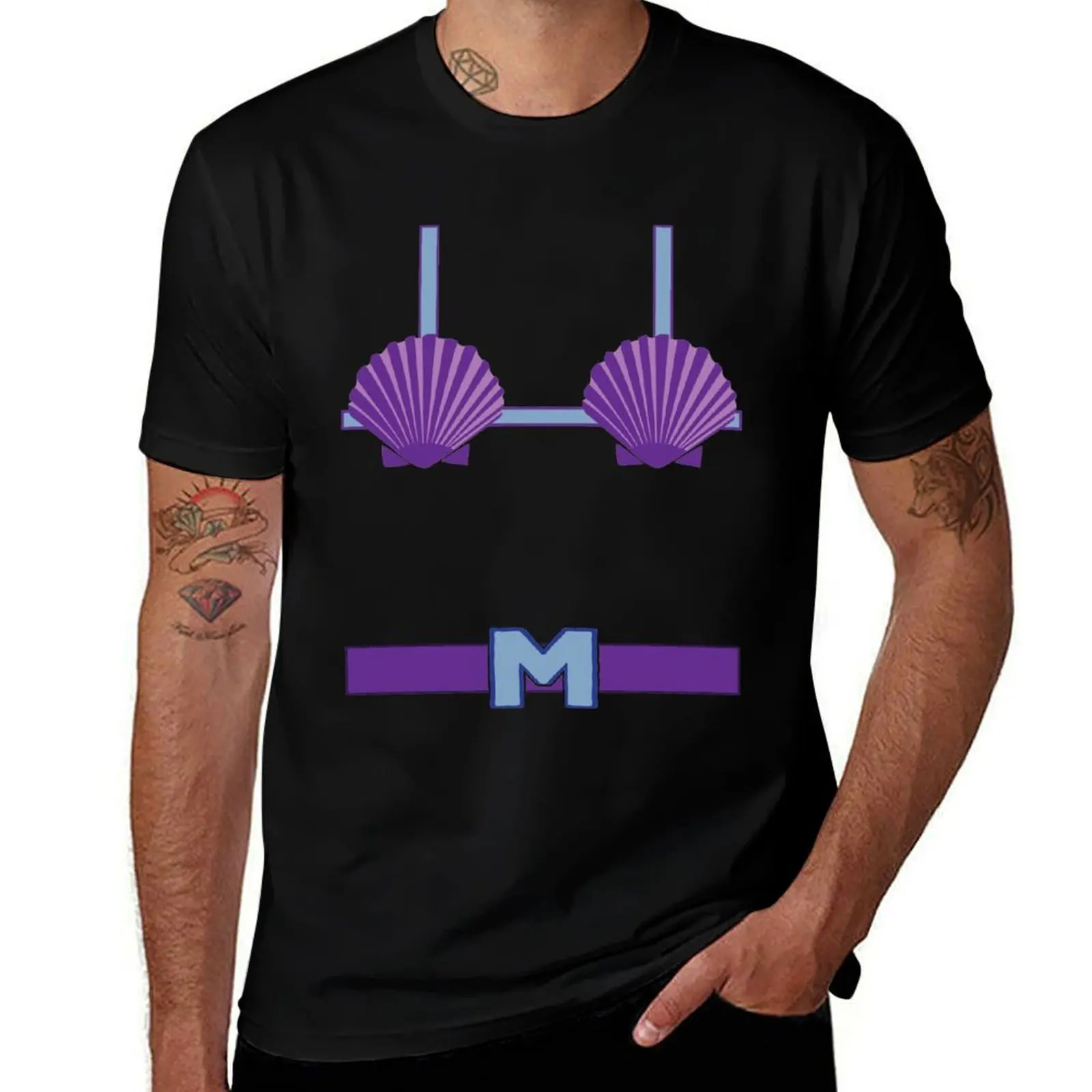 Mermaid man / woman costume shell bikini T-Shirt Casual Basic Short Sleeve T-Shirt