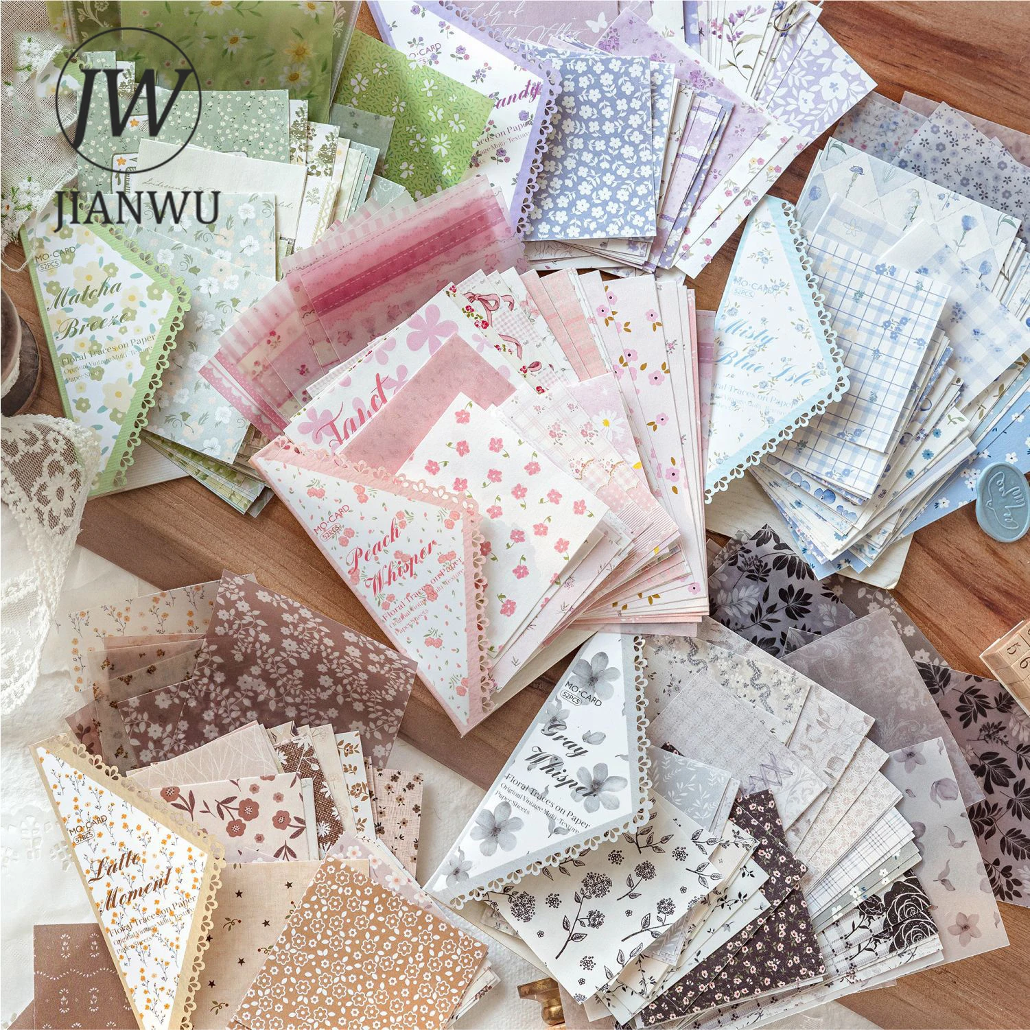 JIANWU Paper Flower Pattern Series Vintage Lace Floral Landscape Collage Material Paper Creative DIY Junk Journal Stationery