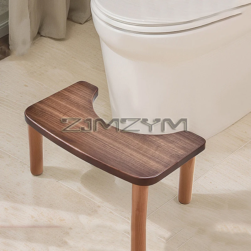 No Installation Not-Slip Bathroom Toilet Stool Sturdy Portable Wood Squatting Toilet Stool for Adults Children