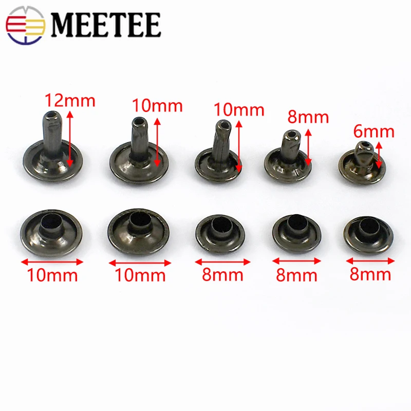 100set metallo doppio berretto rivetto borchie bottone rivetti rotondi chiodo per borsa artigianale in pelle scarpe da cintura indumenti cappello