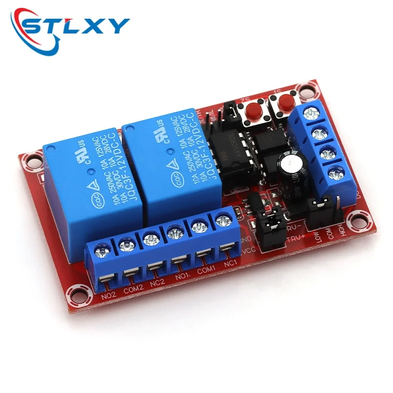 Stlxy 2 keys self-locking interlock one of three options Relay module High-low trigger 5V12V24V with switch light