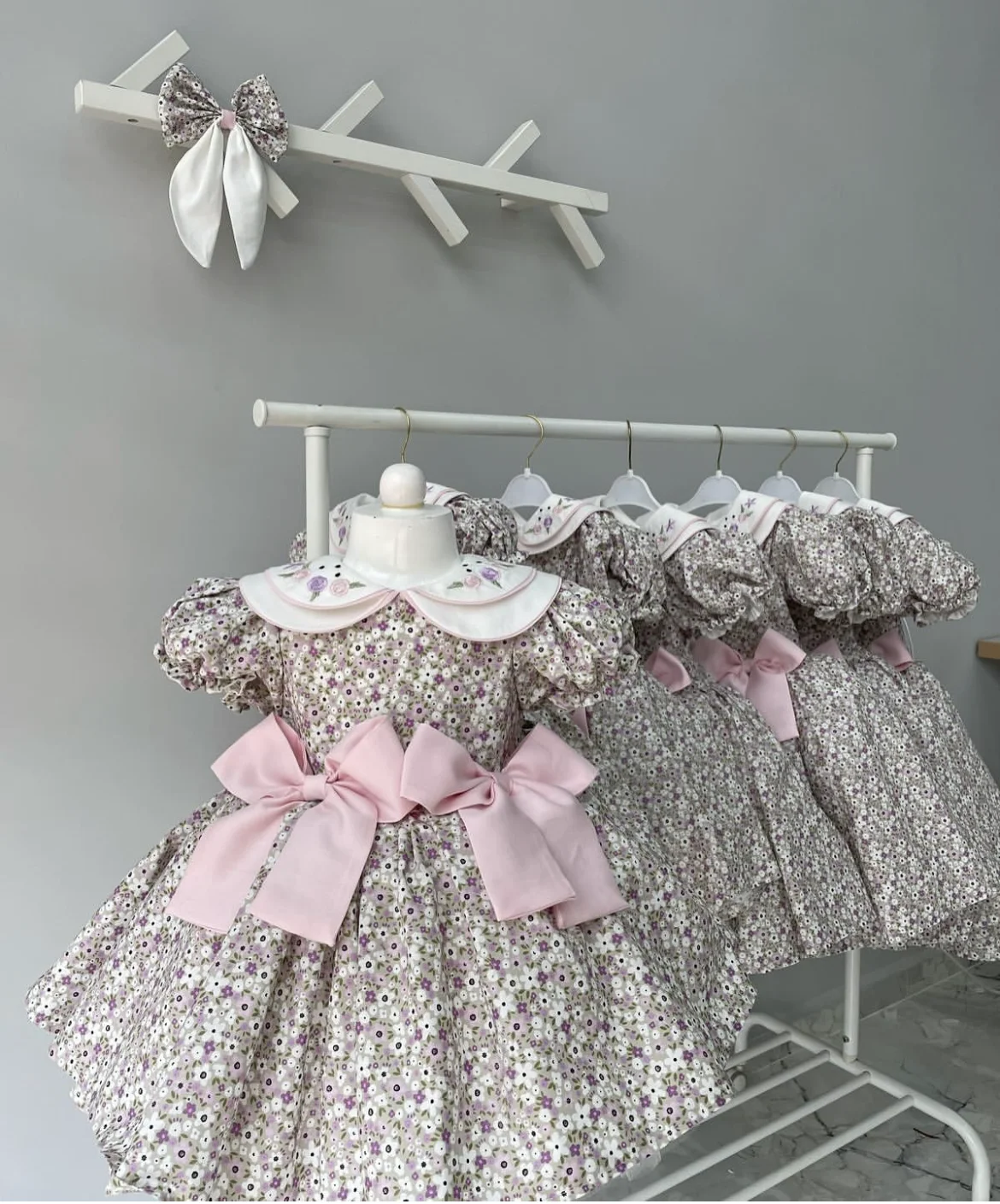0-12Y Baby Girl Summer Rose Embroidery Floral Vintage Princess Dress for Birthday Holiday Eid Photography  B76