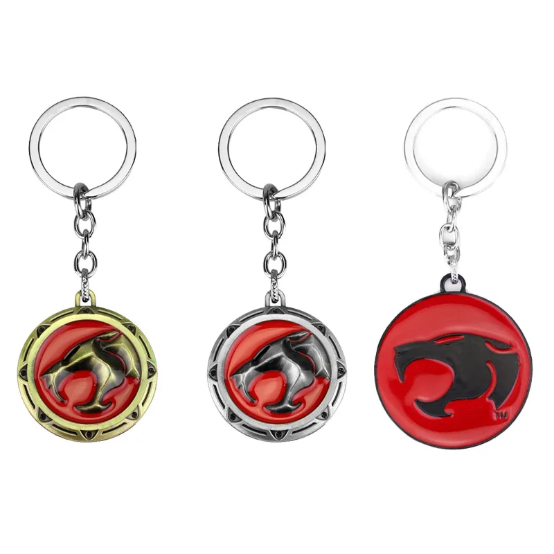 Thundercats-Llavero 3D de leopardo, Pantera, Escudo de cabeza, espada, llaveros de Metal, llavero de coche, joyería de moda, regalos de recuerdo