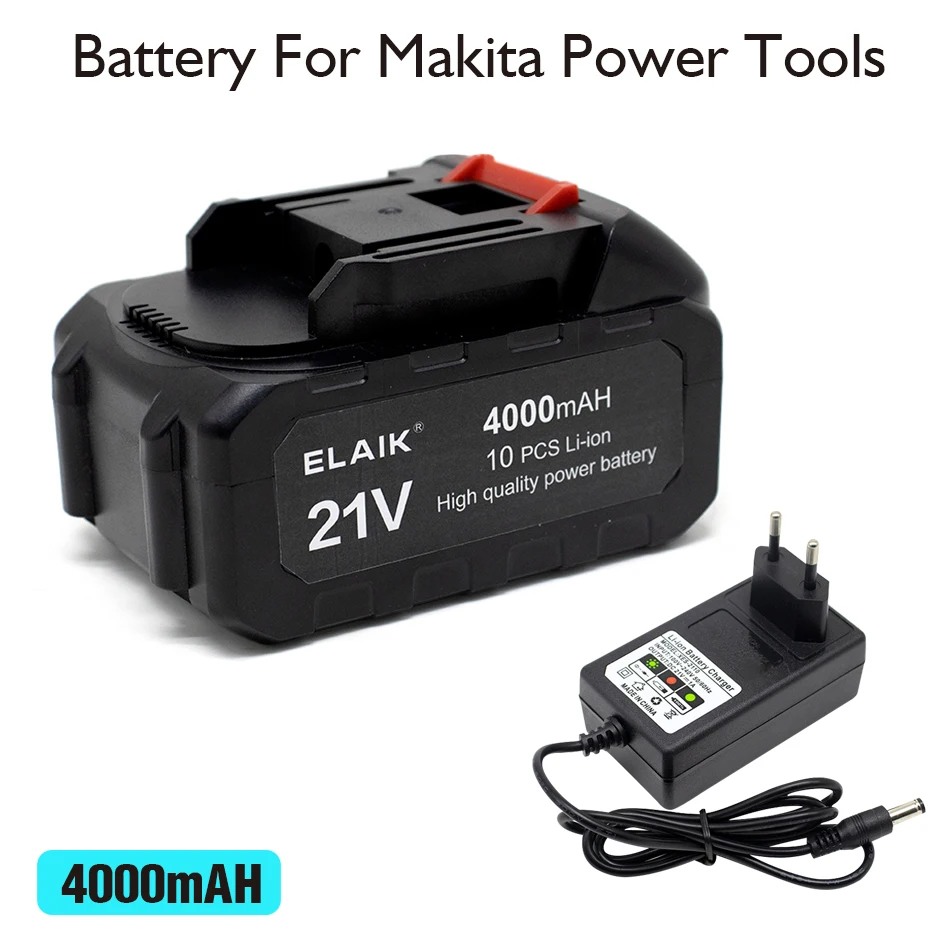 21V 4AH high-power durable lithium battery, charger, suitable for Makita 21V series electric tool