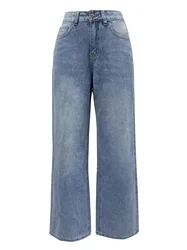 Vintage Straight Loose Jeans For Women High Waist Wide Leg Casual Comfortable Denim Pants Female Y2K Trousers Streewear 2024