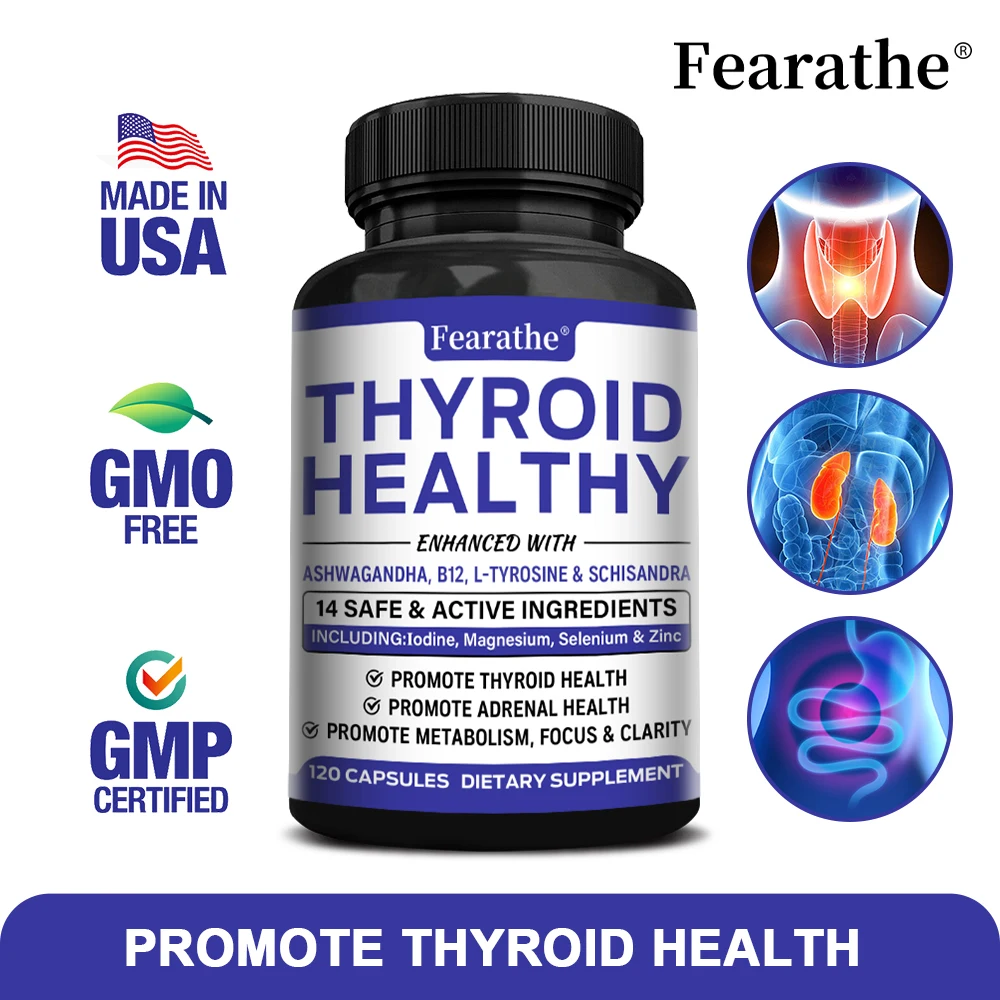 Thyroid Health Supplement - Boosts Skin, Hair, Gut Health, Metabolism, Focus and Clarity with Iodine, Vitamin B12 and L-Tyrosine