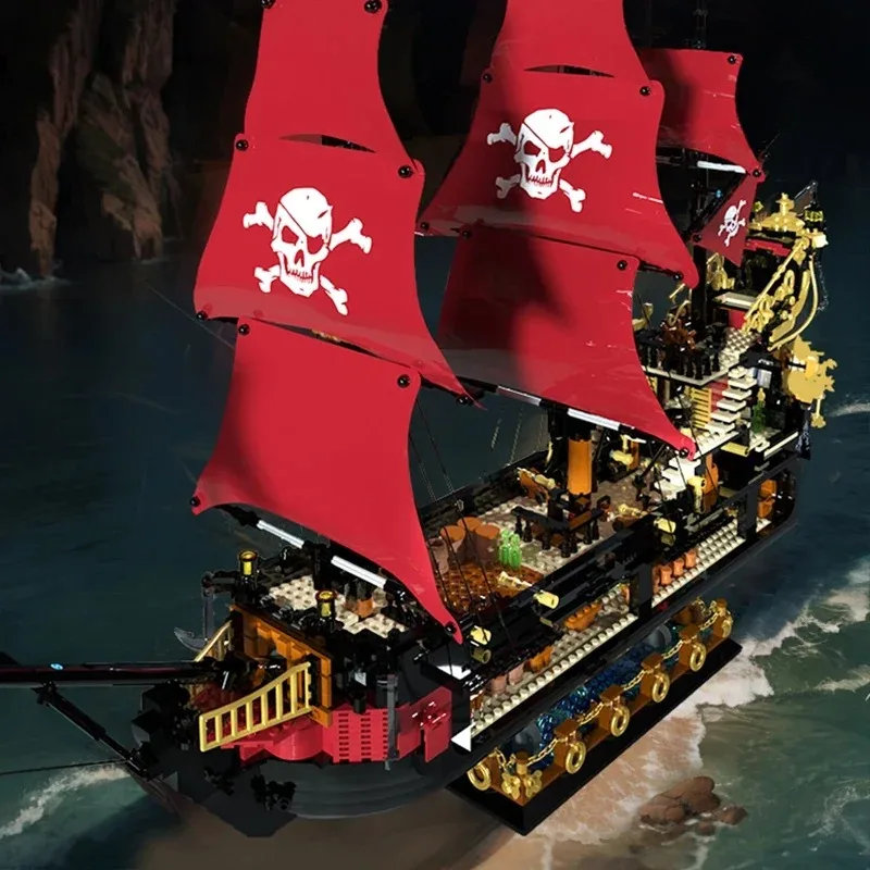 Pirates Moc ZHEGAO 653001 Phantom Queen Pirate Ship Skull Flag Sailing Boat Model 3745Pcs Building Blocks Brick Puzzle Toys Gift