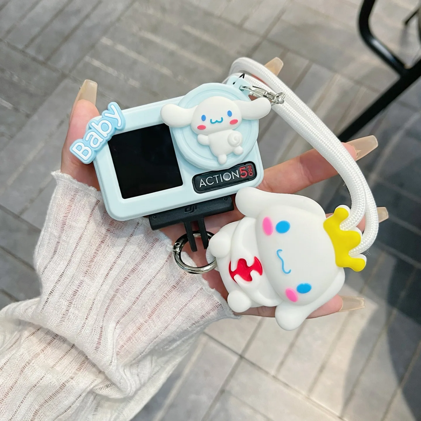 DJI 오즈모 액션 6 5 프로 4 3 케이스 귀여운 산리오 시나모롤 헬로키티 분실방지 스트랩 스포츠 카메라 보호 실리콘 커버 썸네일 2