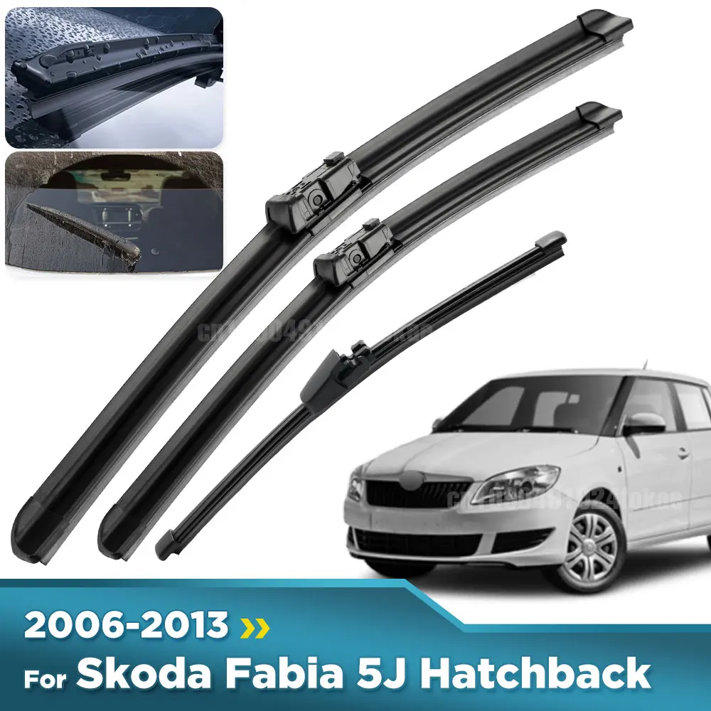 

For Skoda Fabia 5J 2006-2013 2007 2008 2009 2010 Wiper Front&Rear Wiper Blades Windshield Windscreen Window Brushes 21"+21"+13"