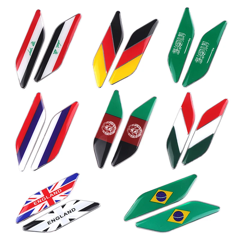 Aluminum Metal Flag Badge Sticker Body Side Fender Decorative Sticker For Volkswagen Japan Toyota Renault Russia Italy Germany