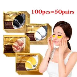 100Pcs=50Pairs Gold Collagen Crystal Eye Mask Anti dark circles Eyes Bags Moisturizing Firming Eye Patches Eyes Care for Beauty