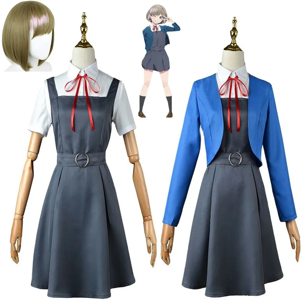 

Anime Love Live Super Star Tang Keke Tan Kuku Cosplay Costume Shibuya Kanon Aldult Woman Campus Uniform Dress Wig Halloween Suit