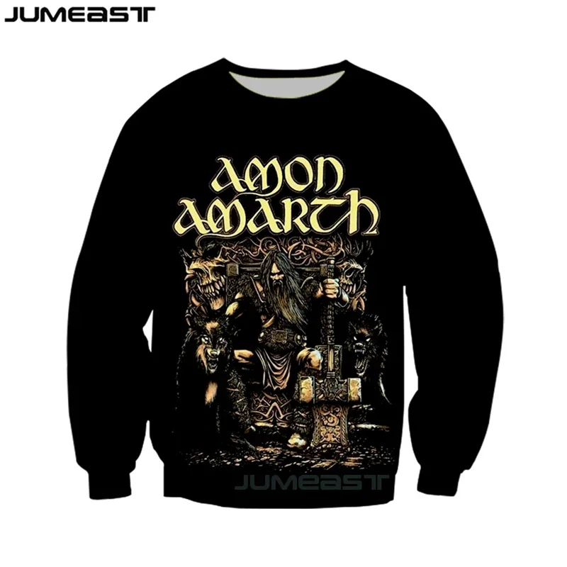 Jumeast Men Women 3D Sweatshirt Amon Amarth Oversized Streetwear Harajuku Long Sleeve T Shirt Spring Autumn Pullover Tops Tees