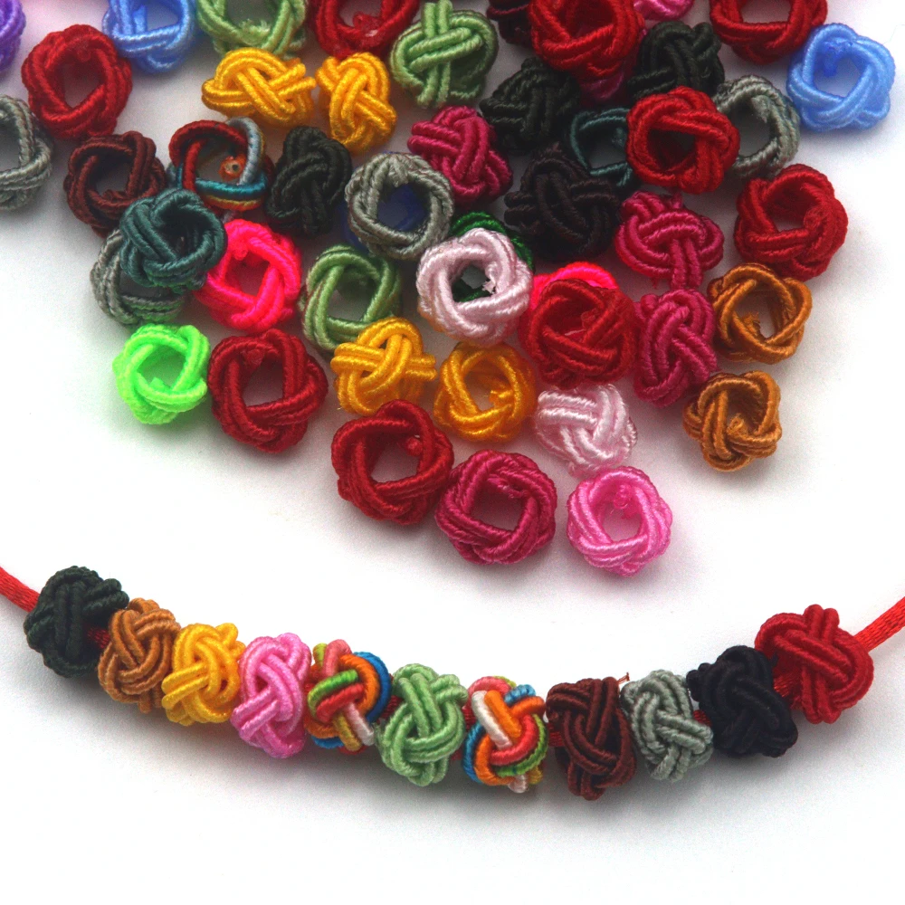20 pz/borsa 6mm colore intrecciato intervallo nodo ananas fibbia nodo cinese nappa collana fai da te braccialetto intervallo produzione