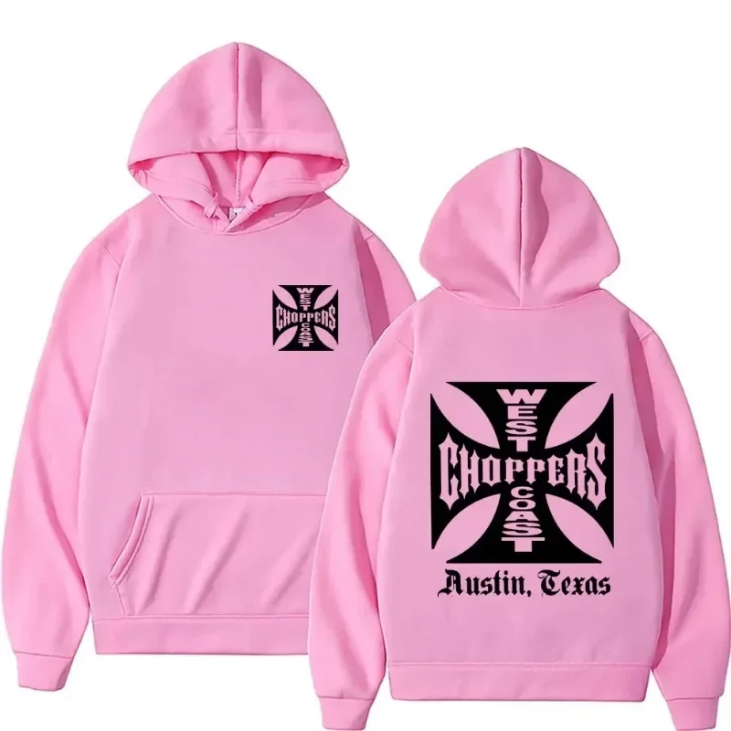 West Coast Iron Cross Choppers Logo Hooded Men\'s Black Fashion Cool Sweatshirt Unisex fashion Fleece Oversized Hoodie Streetwear