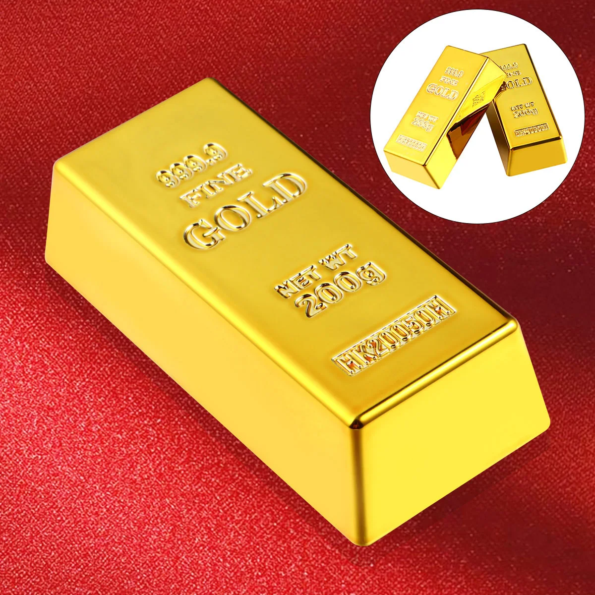 

2 Pcs Simulation Gold False Golden Brick Plastic Bar Imitation Bricks Ornament Props Decors Desktop Decorative