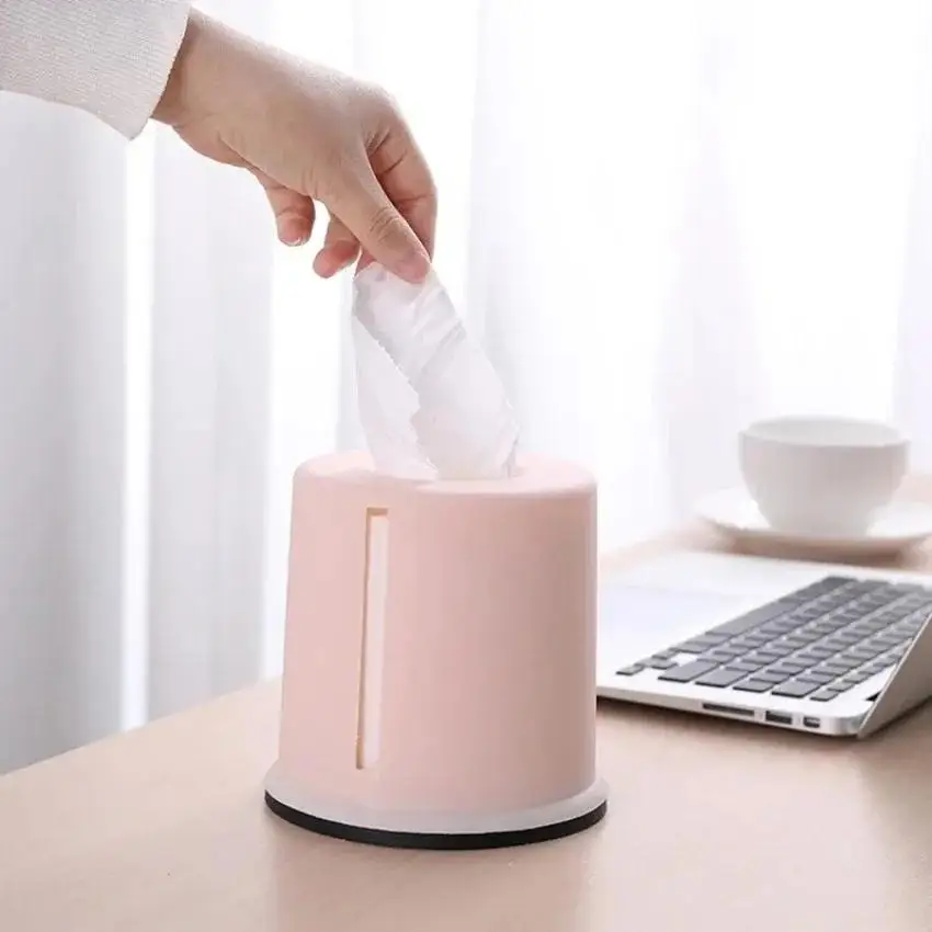 Simple Tissue Box Circular Living Room Paper Box Cylindrical Toilet Paper Roll Box Multifunctional Household Storage Box