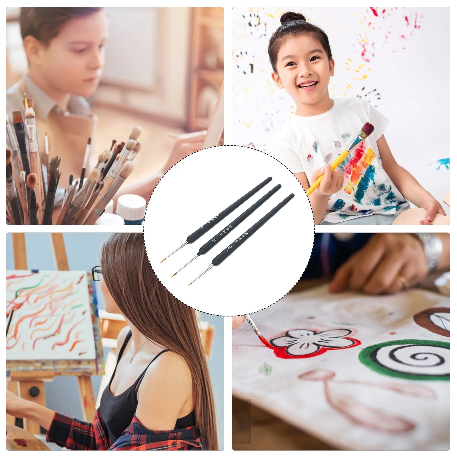 

Fine Detail Painting Brushes Set with Mini Hook Line Pens Wolf Hair Bristles for Art Watercolor Oil Hand Painted Projects