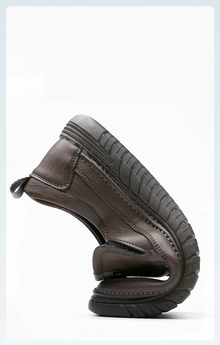 Herren-Leder-Loafer, rutschfeste, flache Schuhe zum Gehen, atmungsaktive Outdoor-Slipper, Freizeitschuhe für Männer, Arbeit, Büro, Fahren, Turnschuhe, Größe 48 – Detail 8