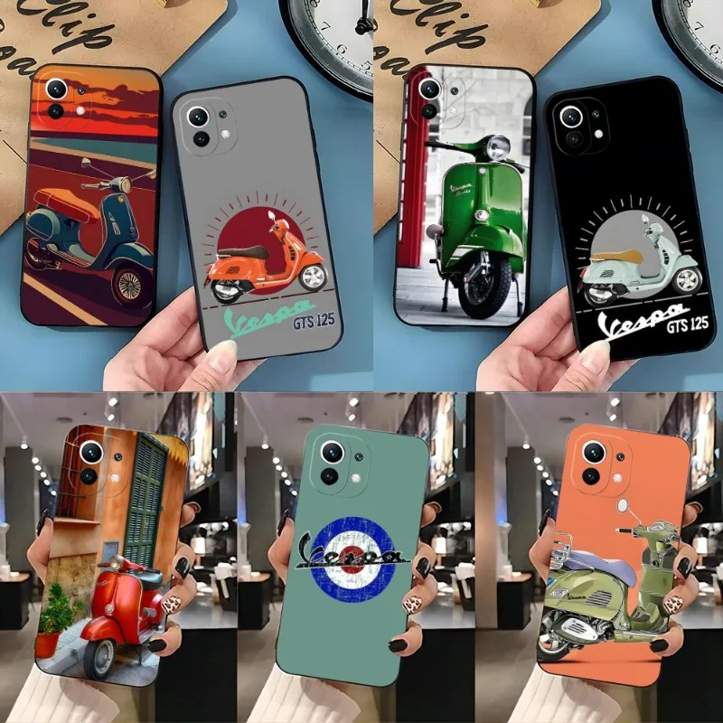 Brand V-Vespa Scooter Phone Case 2023 Hot For Redmi Note 12 12S 11S 11 10 9S 8T 7 8 9 9T 10X A2 Pro Plus Black Silicone Cover