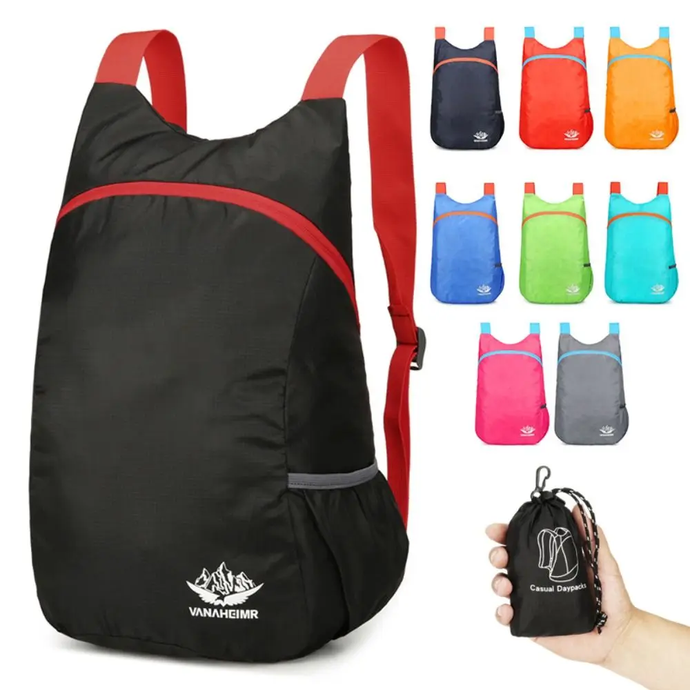 Large Capacity Foldable Men Backpack Zipper Polyester Sports Knapsack Waterproof Shoulders Bag Mini Travel Backpack