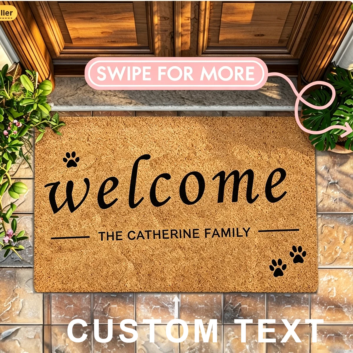 Customized Multi-Purpose Personalized Door Mats with Exclusive Family Names and Images for Kitchen  Dining Bedroom Living Room