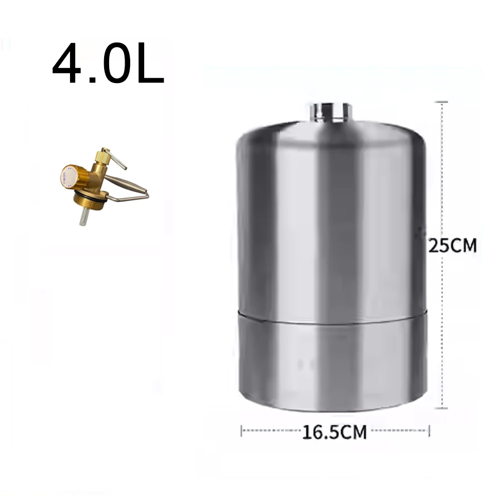 NONE 3,0/4,0 L/5,5 L Leere Gasflasche Kits Outdoor Camping Edelstahl Leere Nachfüllbare Propan Tank Recycelbare Kraftstoffflasche 8