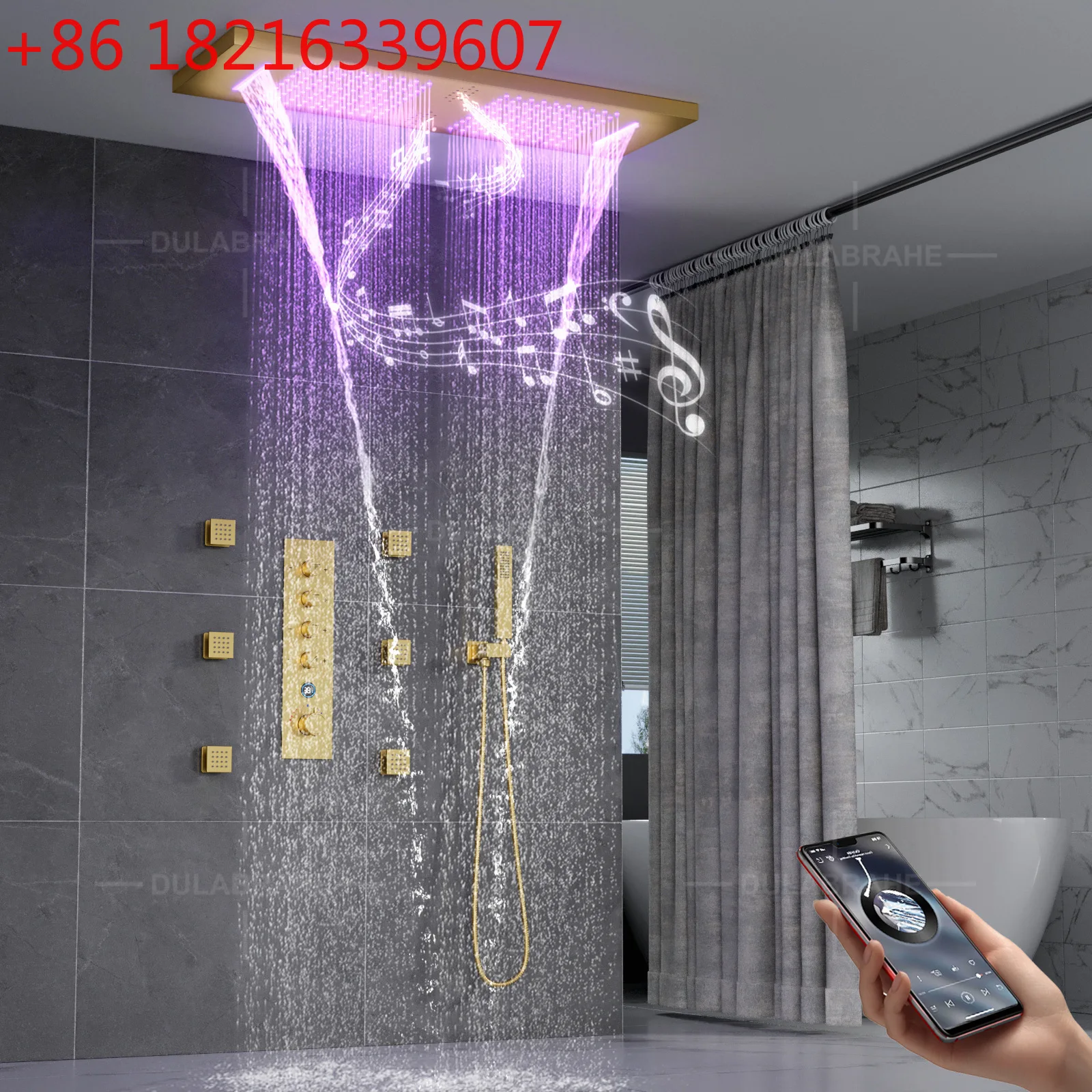 

Bathroom Concealed Shower Set Ruskin 900 * 300mmLED Music Embedded