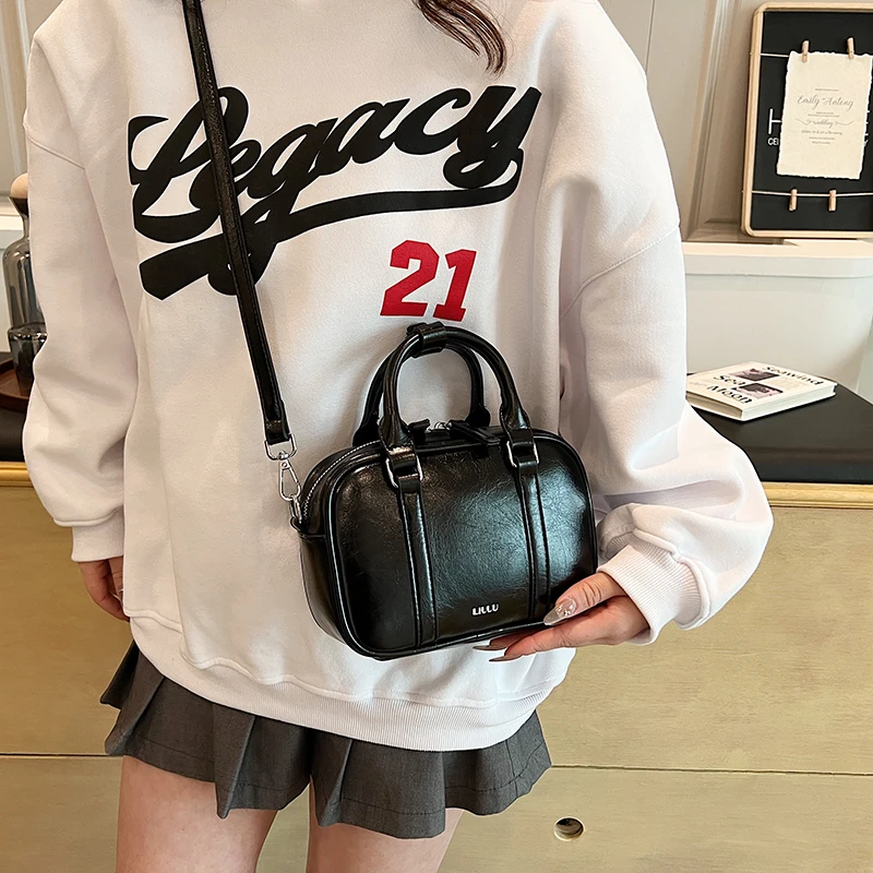 LEFTSIDE Small Leather Crossbody Bags With Short Handle for Women 2024 Designer Trend Underarm Shoulder Bag Handbags and Purses