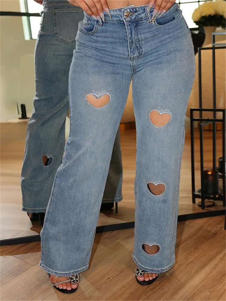 

Y2k Одежда Уличная одежда Джинсы Выдалбливают брюки Женщины 2025 Повседневный дизайн с высокой талией Джинсовые синие черные модные брюки Брюки