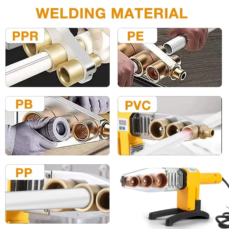 Máquina de soldadura de tubos de 800W, soldador de tubos, soldadura de plástico PB/PP/PE/PPR, herramienta de fusión en caliente para calentar tuberías, 32 tipos