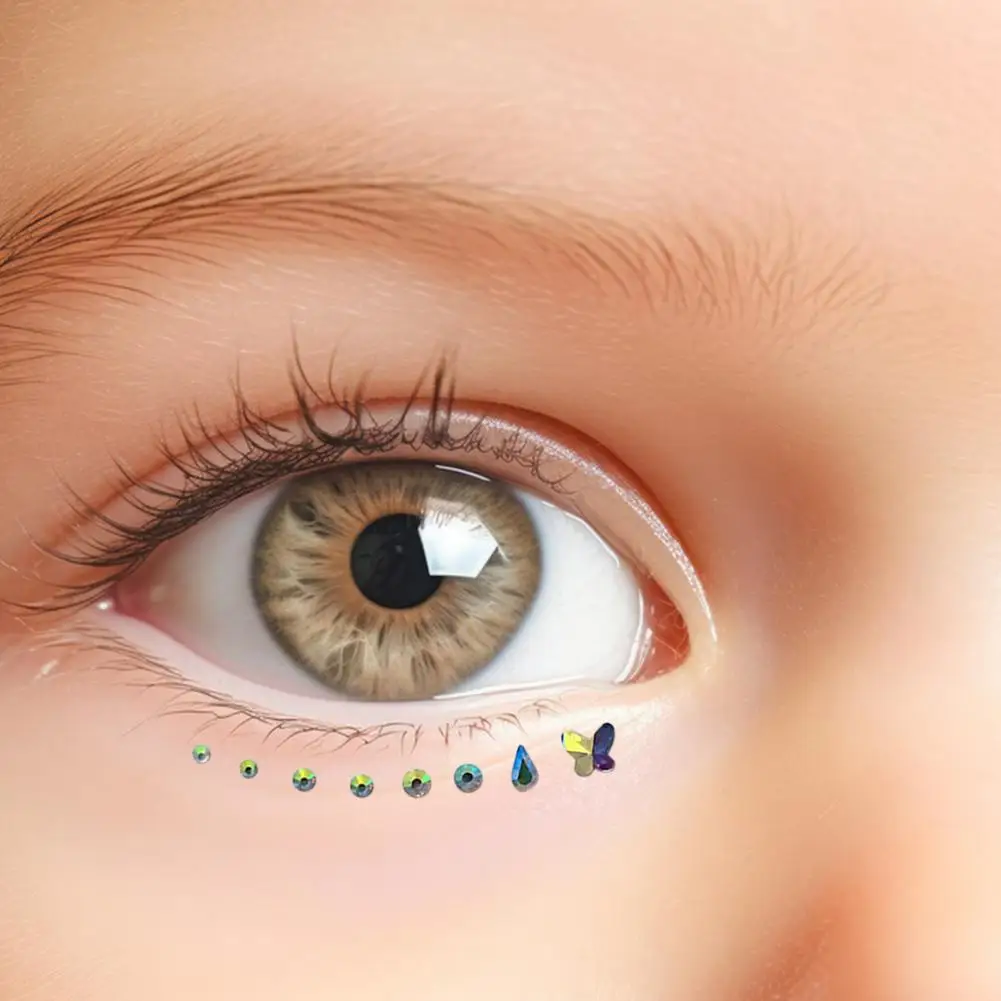 Self-adhesive Facial Rhinestones Shimmering Rhinestone Eye Sticker Long-lasting Eco-friendly Party Tattoo for Festive Events