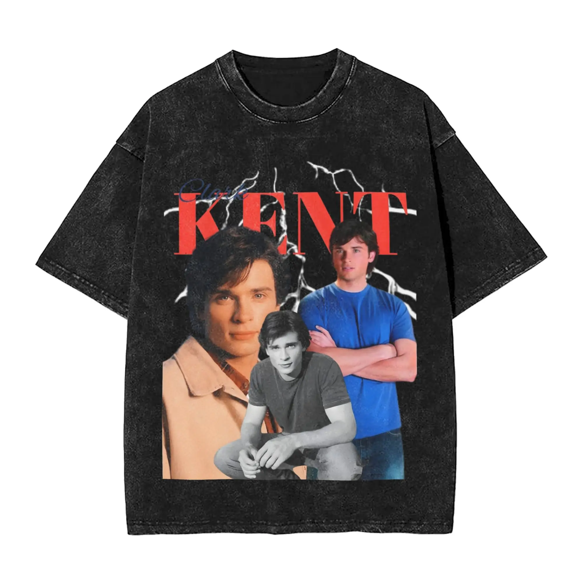 تي شيرت Smallvile Clark Kent David Corenswet تي شيرت مغسول 100% قطن تي شيرت كبير الحجم للرجال والنساء ملابس علوية صيفية تي شيرت