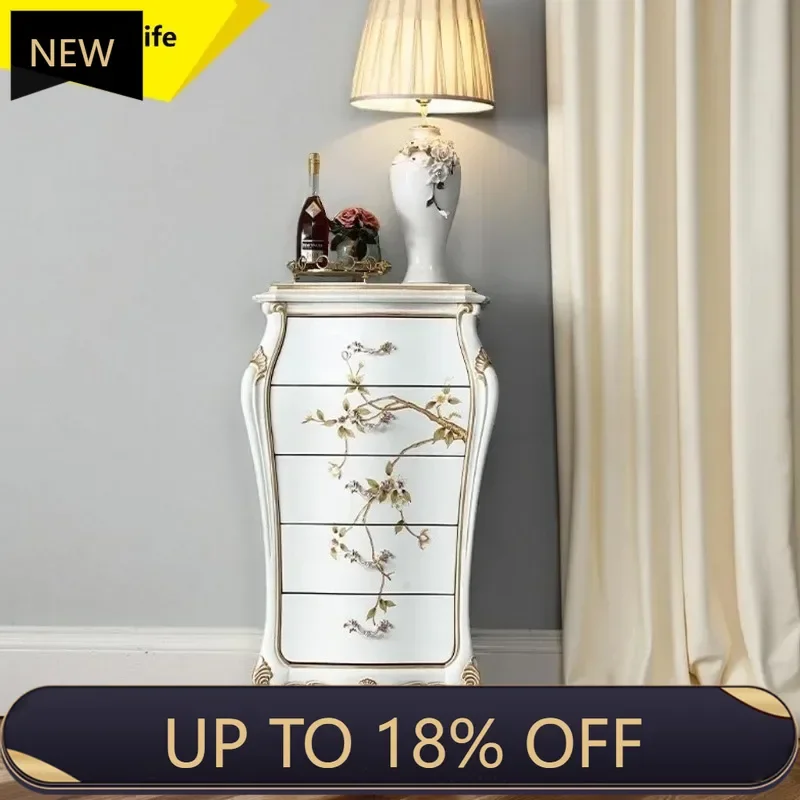

P178 French Style Painted Solid Wood Five-Drawer Chest for Small Apartments Bedroom with Drawers Decorative Storage Cabinet