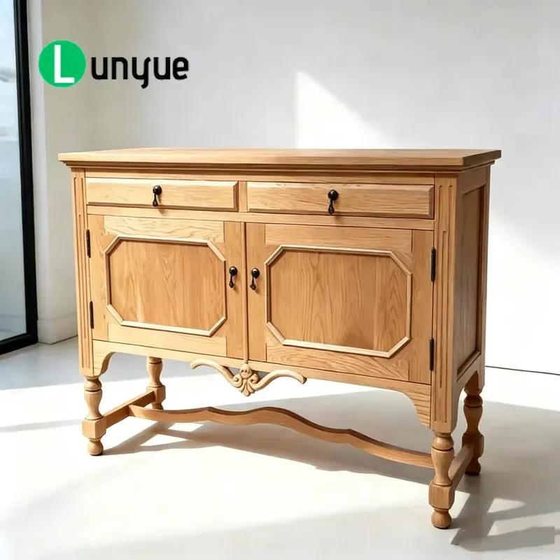 Custom Retro Solid Wood Buffet Cabinet Villa Living Room Storage Sideboard Furniture