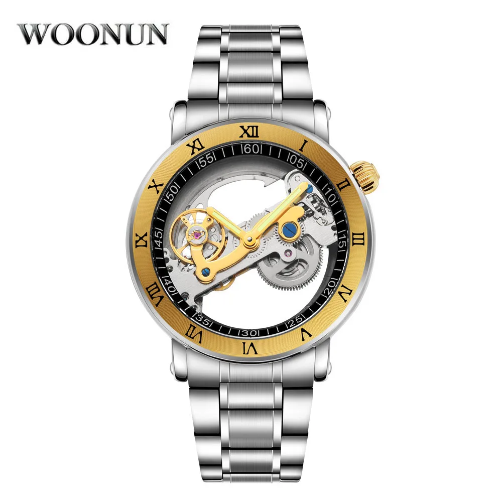 

Fashion Single Bridge Transparent Watch Men Tourbillon Watches Luminous Hands Automatic Mechanical Wristwatches Reloj Hombre