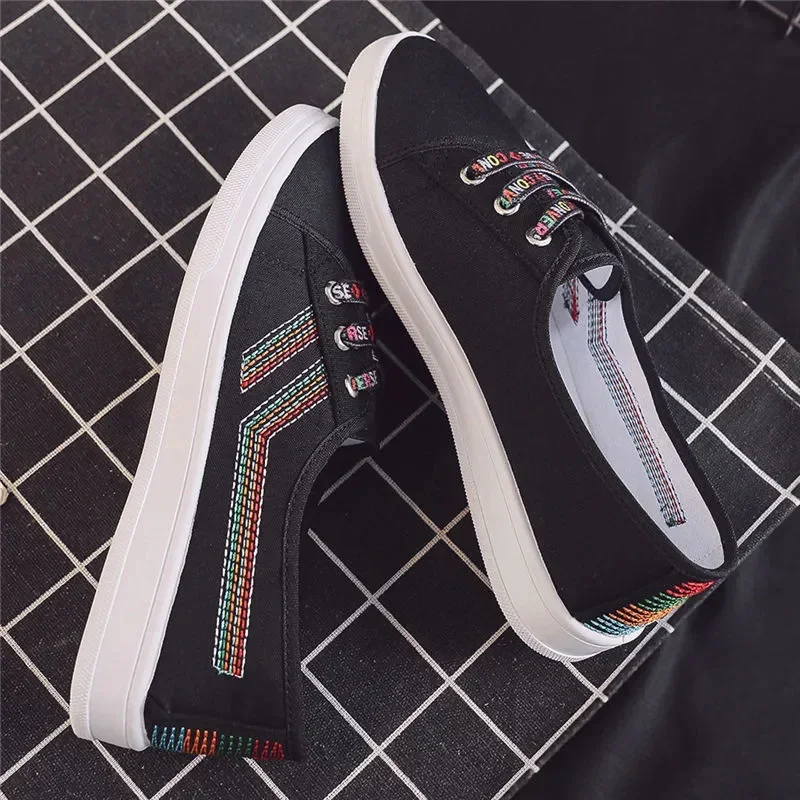 Sapatos Femininas Women Classic Round Toe Anti Skid Canvas Shoes Lady Fashion Sweet Spring & Autumn Lace Up White Shoes E1459