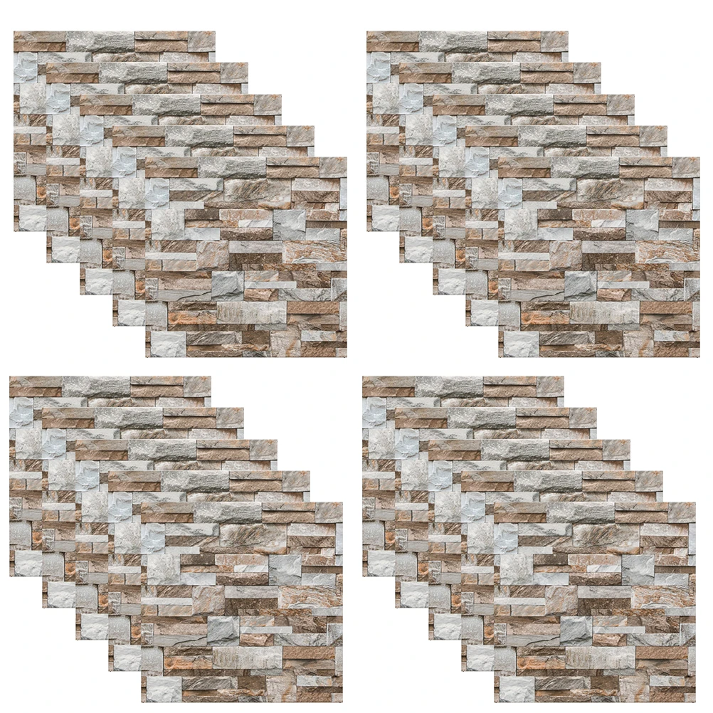 Pegatinas de azulejos con estampado de ladrillo Retro, calcomanías de pared adhesivas de Pvc, pegatinas decorativas para baño, cocina, pared del hogar